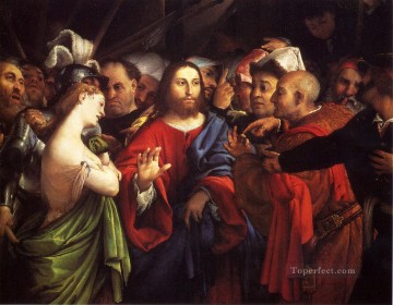  Cristo Obras - Cristo y la adúltera Renacimiento Lorenzo Lotto